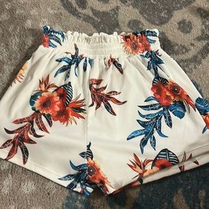 White flower shorts